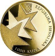 Croatia 1000 Kuna The Republic of Croatia. Member of EU 2013 Proof KM# 103 REPUBLIKA HRVATSKA 1000 KUNA coin obverse