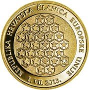 Croatia 1000 Kuna The Republic of Croatia. Member of EU 2013 Proof KM# 103 REPUBLIKA HRVATSKA ČLANICA EUROPSKE UNIJE 1.VII.2013. coin reverse