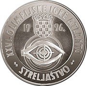Croatia 150 Kuna Olympic Games in Atlanta 1996 Proof KM# 44 XXVI. OLIMPIJSKE IGRE ATLANTA STRELJAŠTVO 19 96. coin reverse Croatia 150 Kuna Olympic Games in Atlanta 1996 Proof KM# 44 XXVI. OLIMPIJSKE IGRE ATLANTA STRELJAŠTVO 19 96. coin reverse