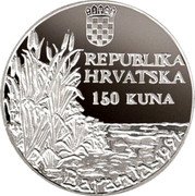 Croatia 150 Kuna White-tailed Eagle 1997 Proof KM# 69 REPUBLIKA HRVATSKA 150 KUNA BARANIA-1997. coin obverse Croatia 150 Kuna White-tailed Eagle 1997 Proof KM# 69 REPUBLIKA HRVATSKA 150 KUNA BARANIA-1997. coin obverse