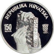 Croatia 150 Kuna 150 Years of Croatian as an Official Language 1997 Proof KM# 75 HRVATSKI JEZIK 1847. 1967. 1997. coin reverse Croatia 150 Kuna 150 Years of Croatian as an Official Language 1997 Proof KM# 75 HRVATSKI JEZIK 1847. 1967. 1997. coin reverse