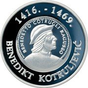 Croatia 150 Kuna Benedikt Kotruljevic 2007 Proof KM# 89 1416.-1469. BENEDETTO COTRUGLI RAGUSEO BENEDIKT KOTRULJEVIĆ coin reverse Croatia 150 Kuna Benedikt Kotruljevic 2007 Proof KM# 89 1416.-1469. BENEDETTO COTRUGLI RAGUSEO BENEDIKT KOTRULJEVIĆ coin reverse