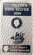 Cook Islands 2,5 Dollars (Bounty. Elizabeth II) 50G COIN FINE SILVER .9999 ELIZABETH II 2,5 DOLLARS COOK ISLANDS IRB 2021 B. H. MAYER'S KUNSTPRÄGEANSTALT coin obverse Cook Islands 2,5 Dollars (Bounty. Elizabeth II) 50G COIN FINE SILVER .9999 ELIZABETH II 2,5 DOLLARS COOK ISLANDS IRB 2021 B. H. MAYER'S KUNSTPRÄGEANSTALT coin obverse