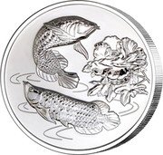 Fiji 2 Dollars Auspicious Fishes. Arowana 2023  coin reverse Fiji 2 Dollars Auspicious Fishes. Arowana 2023  coin reverse