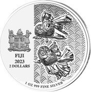 Fiji 2 Dollars (Auspicious Fishes. Goldfish) REREVAKA NA KALOU KA DOKA NA TUI FIJI 2023 2 DOLLARS 1 OZ 999 FINE SILVER coin obverse Fiji 2 Dollars (Auspicious Fishes. Goldfish) REREVAKA NA KALOU KA DOKA NA TUI FIJI 2023 2 DOLLARS 1 OZ 999 FINE SILVER coin obverse