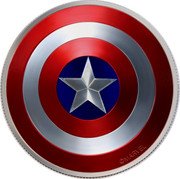 Fiji 2 Dollars Captain America Shield 2016  Proof ©MARVEL coin reverse Fiji 2 Dollars Captain America Shield 2016  Proof ©MARVEL coin reverse
