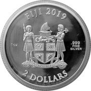Fiji 2 Dollars Coca Cola. Bear 2019  Proof FIJI 2019 1 OZ .999 FINE SILVER 2 DOLLARS coin obverse Fiji 2 Dollars Coca Cola. Bear 2019  Proof FIJI 2019 1 OZ .999 FINE SILVER 2 DOLLARS coin obverse