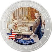 Cook Islands 2 Dollars Elizabeth II Diplomat 2021  Proof BENJAMIN FRANKLIN DIPLOMAT AN AMERICAN LIFE coin reverse