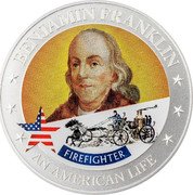 Cook Islands 2 Dollars Elizabeth II Firefighter 2021  Proof BENJAMIN FRANKLIN FIREFIGHTER AN AMERICAN LIFE coin reverse