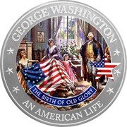Cook Islands 2 Dollars Elizabeth II Old Glory 2021  Proof GEORGE WASHINGTON THE BIRTH OF OLD GLORY AN AMERICAN LIFE coin reverse