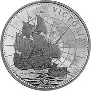 Fiji 2 Dollars Ship Victoria 2015  Proof KM# 532 VICTORIA $2 coin reverse Fiji 2 Dollars Ship Victoria 2015  Proof KM# 532 VICTORIA $2 coin reverse