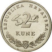 Croatia 2 Kune Circulation Coin 2003 KM# 10 REPUBLIKA HRVATSKA 2 KUNE coin obverse Croatia 2 Kune Circulation Coin 2003 KM# 10 REPUBLIKA HRVATSKA 2 KUNE coin obverse