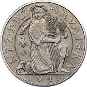 Croatia 2 Kune Pattern 1941 KM# Pn24 NEZ DRZ HRVATSKA 1941 coin obverse