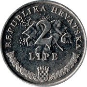 Croatia 2 Lipe Circulation Coin. Grapes 2005 KM# 4 REPUBLIKA HRVATSKA 2 LIPE coin obverse Croatia 2 Lipe Circulation Coin. Grapes 2005 KM# 4 REPUBLIKA HRVATSKA 2 LIPE coin obverse