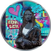 Cook Islands 20 Dollars Elizabeth II Mona Lisa 2023  Black Proof LOVE SMILE MONA LISA FOLLOW YOUR DREAMS ART FAMOUS LEONARDO coin reverse