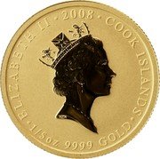 Cook Islands 20 Dollars (Peonies) ELIZABETH II 2008 COOK ISLANDS RDM 1/5 OZ 9999 GOLD coin obverse Cook Islands 20 Dollars (Peonies) ELIZABETH II 2008 COOK ISLANDS RDM 1/5 OZ 9999 GOLD coin obverse