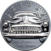 Cook Islands 20 Dollars The Journey Classic Car 2021 Proof OPEN ROADS - OPEN HEARTS 50 60 70 80 90 coin reverse
