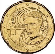 Croatia 20 Euro Cent Circulation Coin. Nikola Tesla 2023 HRVATSKA 2023. coin obverse Croatia 20 Euro Cent Circulation Coin. Nikola Tesla 2023 HRVATSKA 2023. coin obverse