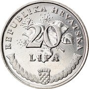 Croatia 20 Lipa Circulation Coin. Olive 2013 KM# 7 REPUBLIKA HRVATSKA 20 LIPA coin obverse Croatia 20 Lipa Circulation Coin. Olive 2013 KM# 7 REPUBLIKA HRVATSKA 20 LIPA coin obverse