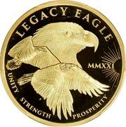 Cook Islands 200 Dollars (Elizabeth II Legacy Eagle) LEGACY EAGLE MMXXI UNITY STRENGTH PROSPERITY coin reverse