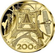 France 200 Euro Gustave Eiffel. Centenary of His Death 2023 c + ⊞ 200 € 2023 coin reverse