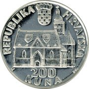 Croatia 200 Kuna 900th Anniversary of the Zagreb Diocese and the City of Zagreb 1994 Proof KM# 29.1 REPUBLIKA HRVATSKA 200 KUNA coin obverse Croatia 200 Kuna 900th Anniversary of the Zagreb Diocese and the City of Zagreb 1994 Proof KM# 29.1 REPUBLIKA HRVATSKA 200 KUNA coin obverse