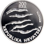 Croatia 200 Kuna Olympic Games in Atlanta 1996 Proof KM# 46 200 KUNA PLIVANJE REPUBLIKA HRVATSKA coin obverse Croatia 200 Kuna Olympic Games in Atlanta 1996 Proof KM# 46 200 KUNA PLIVANJE REPUBLIKA HRVATSKA coin obverse