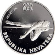 Croatia 200 Kuna Olympic Games in Atlanta ND (1996) Proof KM# 45 200 KUNA ATLETIKA REPUBLIKA HRVATSKA coin obverse Croatia 200 Kuna Olympic Games in Atlanta ND (1996) Proof KM# 45 200 KUNA ATLETIKA REPUBLIKA HRVATSKA coin obverse