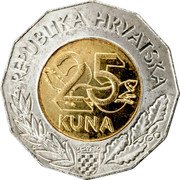 Croatia 25 Kuna Expo in Lisbon 1998 KM# 63 REPUBLIKA HRVATSKA 25 KUNA coin obverse Croatia 25 Kuna Expo in Lisbon 1998 KM# 63 REPUBLIKA HRVATSKA 25 KUNA coin obverse
