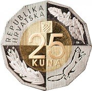 Croatia 25 Kuna 25th Anniversary of Independence of the Republic of Croatia 2016 KM# 111 25TH ANNIVERSARY OF INDEPENDENCE OF THE REPUBLIC OF CROATIA REPUBLIKA HRVATSKA 25 KUNA DM 25TH ANNIVERSARY OF INDEPENDENCE OF THE REPUBLIC OF CROATIA coin obverse Croatia 25 Kuna 25th Anniversary of Independence of the Republic of Croatia 2016 KM# 111 25TH ANNIVERSARY OF INDEPENDENCE OF THE REPUBLIC OF CROATIA REPUBLIKA HRVATSKA 25 KUNA DM 25TH ANNIVERSARY OF INDEPENDENCE OF THE REPUBLIC OF CROATIA coin obverse