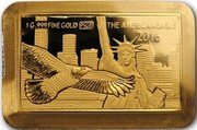 Fiji 5 Dollars (30th Anniversary of the American Silver Eagle Coin. The Statue of Liberty) 1 G .999 FINE GOLD PSGB THE AMERICAN EAGLE 2016 coin reverse Fiji 5 Dollars (30th Anniversary of the American Silver Eagle Coin. The Statue of Liberty) 1 G .999 FINE GOLD PSGB THE AMERICAN EAGLE 2016 coin reverse