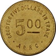 USA 5 Dollars (Alaska Rural Rehabilitation Corporation) GOOD FOR FIVE DOLLARS IN TRADE 5 00 ARRC coin obverse USA 5 Dollars (Alaska Rural Rehabilitation Corporation) GOOD FOR FIVE DOLLARS IN TRADE 5 00 ARRC coin obverse
