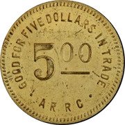 USA 5 Dollars (Alaska Rural Rehabilitation Corporation) GOOD FOR FIVE DOLLARS IN TRADE 5 00 ARRC coin reverse USA 5 Dollars (Alaska Rural Rehabilitation Corporation) GOOD FOR FIVE DOLLARS IN TRADE 5 00 ARRC coin reverse