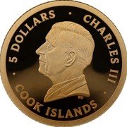 Cook Islands 5 Dollars Charles III Guardian Angel 2024  Proof 5 DOLLARS CHARLES III DT COOK ISLANDS coin obverse Cook Islands 5 Dollars Charles III Guardian Angel 2024  Proof 5 DOLLARS CHARLES III DT COOK ISLANDS coin obverse