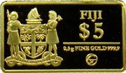 Fiji 5 Dollars (Parthenon) FIJI $5 0.5G FINE GOLD 999,9 REREVAKA NA KALOU KA DOKA NA TUI coin obverse Fiji 5 Dollars (Parthenon) FIJI $5 0.5G FINE GOLD 999,9 REREVAKA NA KALOU KA DOKA NA TUI coin obverse