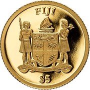 Fiji 5 Dollars (Save the Ocean. Leatherback Turtle) FIJI REREVAKA NA KALOU KA DOKA NA TUI $5 coin obverse