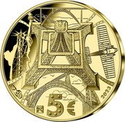 France 5 Euro (Gustave Eiffel. Centenary of His Death) 5 € 2023 coin reverse