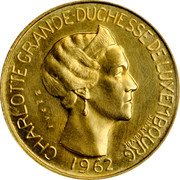 Luxembourg 5 Francs (Charlotte Essai) KM# E63 CHARLOTTE GRANDE DUCHESSE DE LUXEMBOURG ESSAI J.N.LEFEVRE 1962 coin obverse Luxembourg 5 Francs (Charlotte Essai) KM# E63 CHARLOTTE GRANDE DUCHESSE DE LUXEMBOURG ESSAI J.N.LEFEVRE 1962 coin obverse