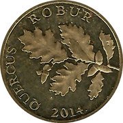 Croatia 5 Lipa Circulation Coin. Oak 2014 KM# 15 QUERCUS ROBUR KK 2008. coin reverse Croatia 5 Lipa Circulation Coin. Oak 2014 KM# 15 QUERCUS ROBUR KK 2008. coin reverse