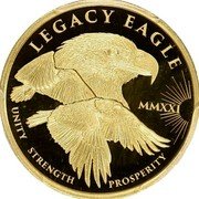 Cook Islands 50 Dollars (Elizabeth II Legacy Eagle) LEGACY EAGLE MMXXI UNITY STRENGTH PROSPERITY coin reverse