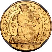 Croatia 500 Kuna Kingdom Coinage. Reaper Woman 1941 KM# B3 NEZ DRZ HRVATSKA 1941 coin obverse Croatia 500 Kuna Kingdom Coinage. Reaper Woman 1941 KM# B3 NEZ DRZ HRVATSKA 1941 coin obverse