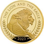 UK 500 Pounds (The British Lion and the American Eagle) 2023 THE LION AND THE EAGLE JM coin reverse