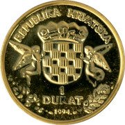 Croatia Dukat Ruder Josip Boskovic 1994 Proof KM# 35 REPUBLIKA HRVATSKA 1 DUKAT 1994. coin obverse Croatia Dukat Ruder Josip Boskovic 1994 Proof KM# 35 REPUBLIKA HRVATSKA 1 DUKAT 1994. coin obverse