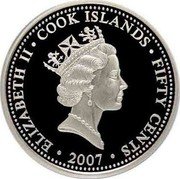 Cook Islands Fifty Cents (75th anniversary of the Sydney Harbor Bridge) COOK ISLANDS ELIZABETH II FIFTY CENTS 2007 coin obverse