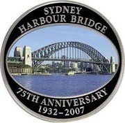 Cook Islands Fifty Cents (75th anniversary of the Sydney Harbor Bridge) SYDNEY HARBOUR BRIDGE 75TH ANNIVERSARY 1932-2007 coin reverse