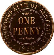 Cook Islands Fifty Cents (Australian Colonial Coinage - One Penny 1930 replica) ONE PENNY COMMONWEALTH OF AUSTRALIA 1930 coin reverse Cook Islands Fifty Cents (Australian Colonial Coinage - One Penny 1930 replica) ONE PENNY COMMONWEALTH OF AUSTRALIA 1930 coin reverse