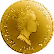 Cook Islands Four Dollars Lion 2008 ELIZABETH II COOK ISLANDS 2008 RDM coin obverse Cook Islands Four Dollars Lion 2008 ELIZABETH II COOK ISLANDS 2008 RDM coin obverse