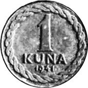 Croatia Kuna Kingdom Coinage 1941 KM# 1 1 KUNA 1941 coin reverse Croatia Kuna Kingdom Coinage 1941 KM# 1 1 KUNA 1941 coin reverse