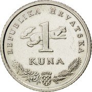 Croatia Kuna 5th Anniversary of Kuna Currency 1999 KM# 9.2 REPUBLIKA HRVATSKA 1 KUNA coin obverse Croatia Kuna 5th Anniversary of Kuna Currency 1999 KM# 9.2 REPUBLIKA HRVATSKA 1 KUNA coin obverse