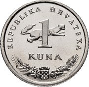 Croatia Kuna 20th Anniversary of Kuna Currency 2014 KM# 104 REPUBLIKA HRVATSKA 1 KUNA coin obverse Croatia Kuna 20th Anniversary of Kuna Currency 2014 KM# 104 REPUBLIKA HRVATSKA 1 KUNA coin obverse